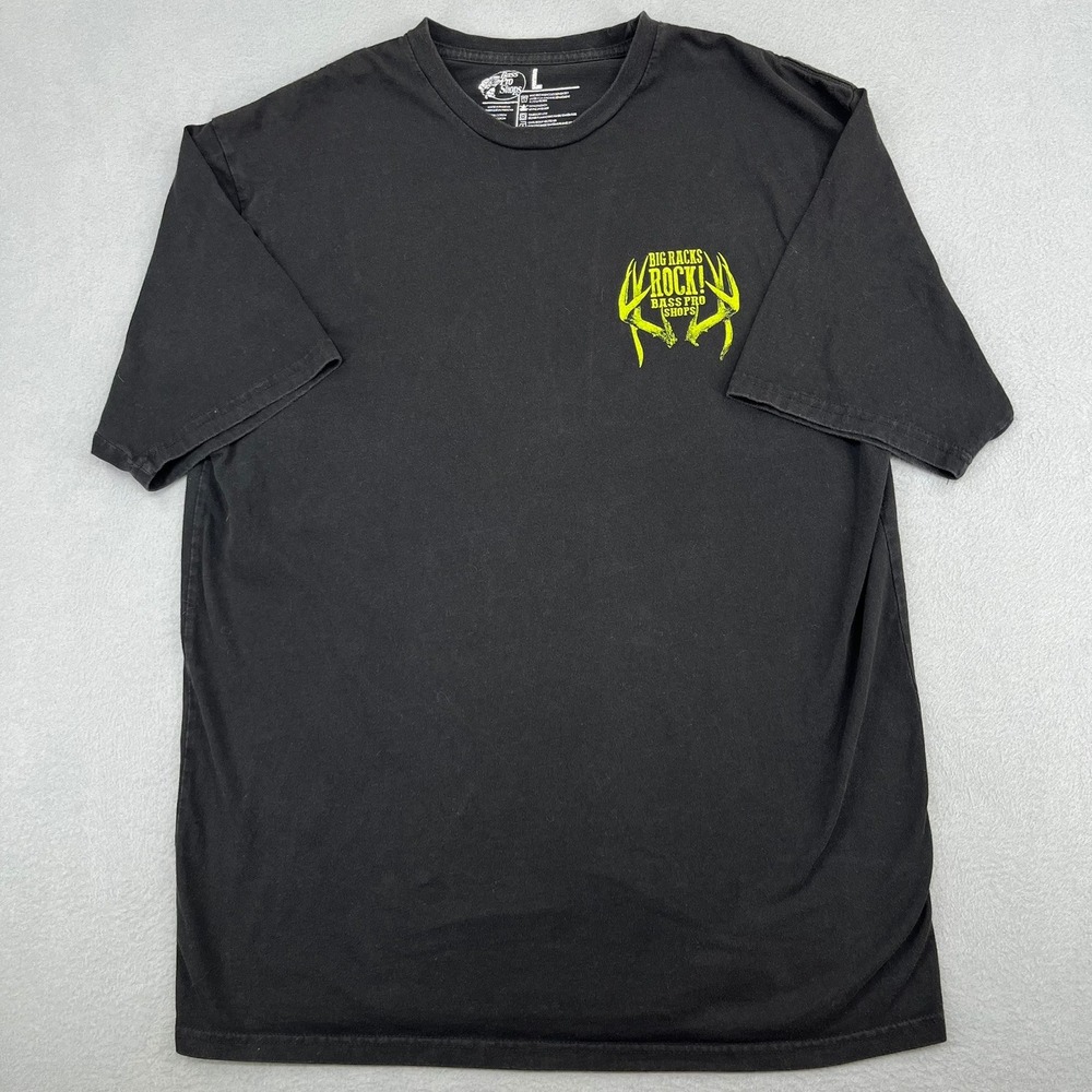 Bass Pro Shops Mens Big Racks Rock Deer‎ Antler Graphic T-Shirt Black Large
